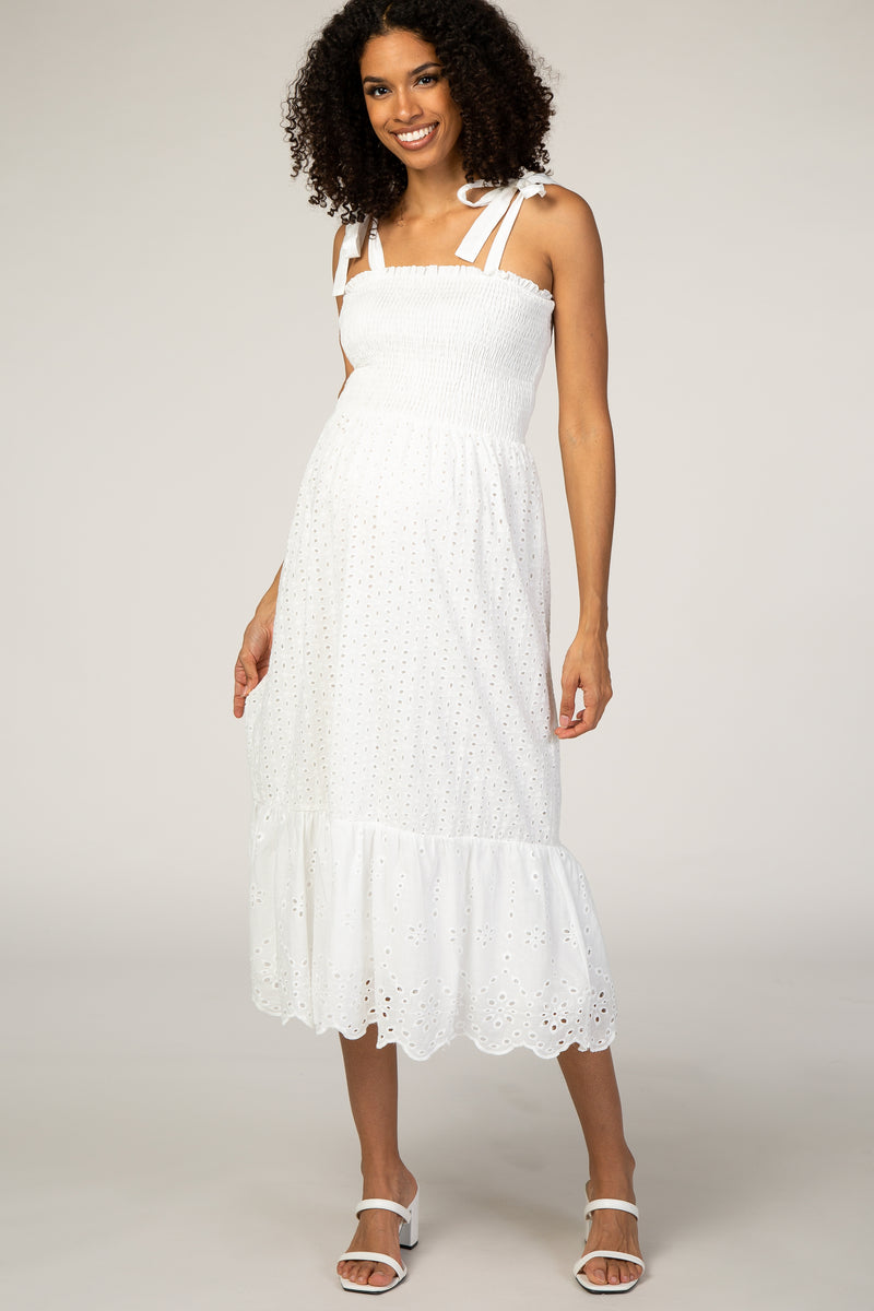 Ivory Eyelet Maternity Dress PinkBlush