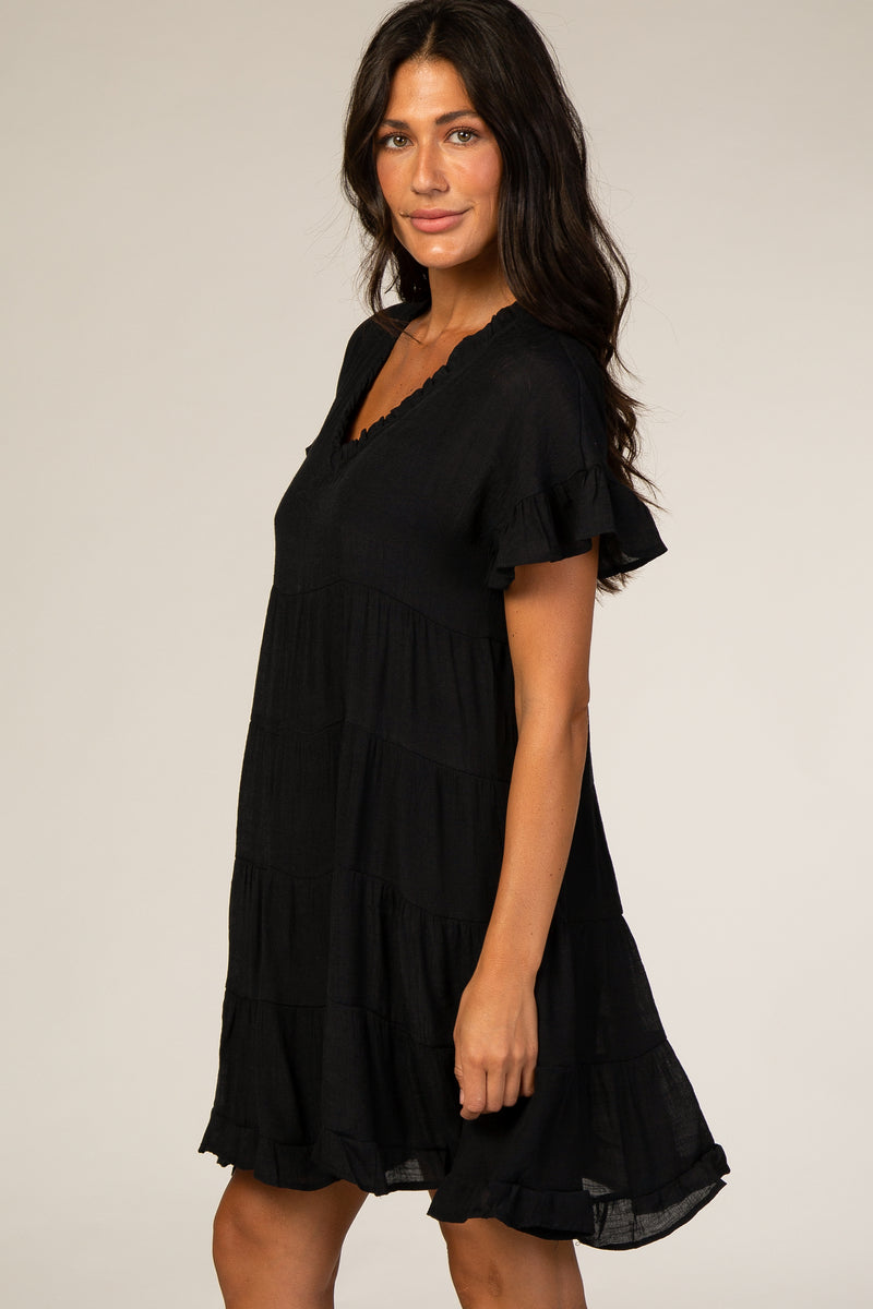 Black Tiered Babydoll Dress– PinkBlush