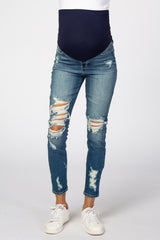 Light Blue Distressed Skinny Maternity Jeans