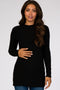 Black Ribbed Long Sleeve Mock Neck Maternity Top