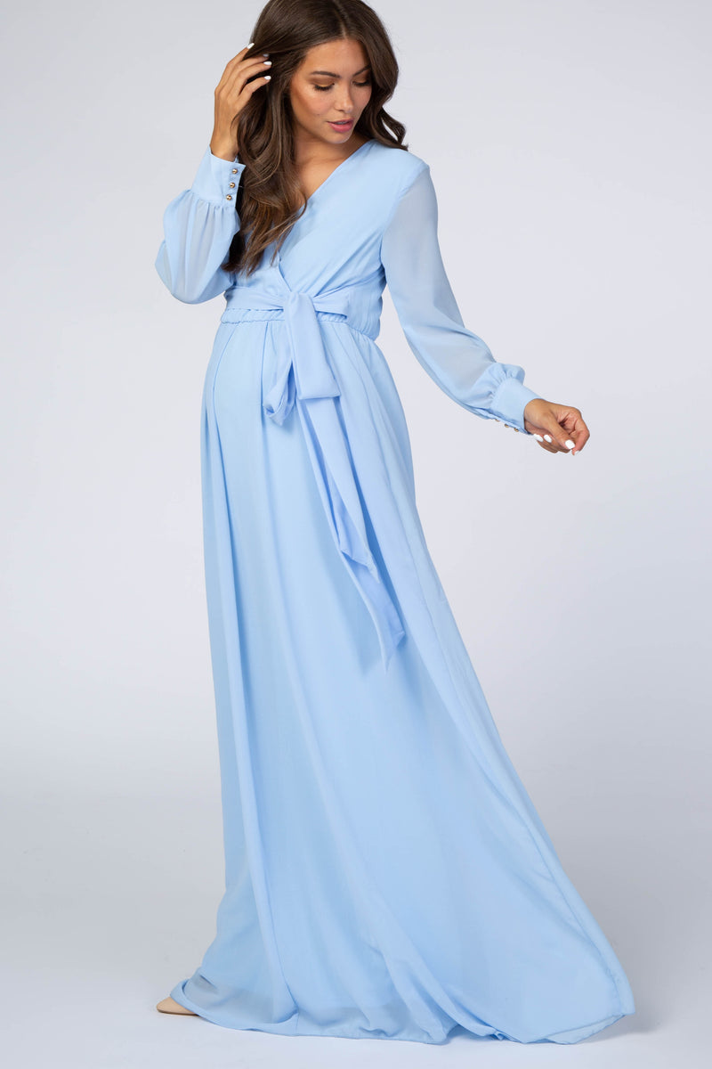Long Sleeve Baby Blue Dress Formal Dress Baby Blue Long Sleeve Maxi Dress  Light Blue Dress