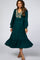 Emerald Floral Embroidered Ruffled Maternity Midi Dress