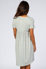Blue Floral Short Sleeve Dress