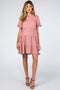 Pink Tiered Short Sleeve Maternity Dress