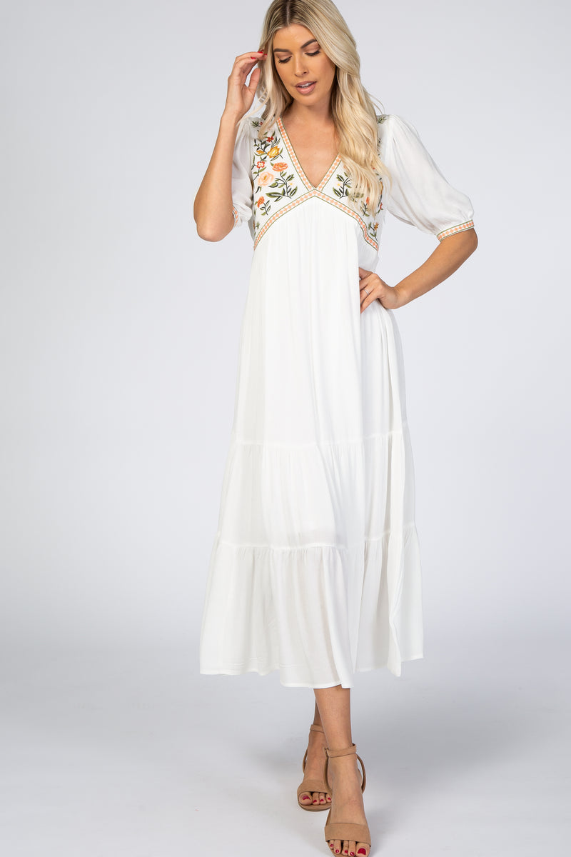 Floral Embroidered Midi Dress