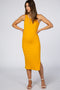 Yellow Ribbed Maternity Midi Dress