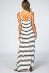 Ivory Striped Cami Strap Maxi Dress