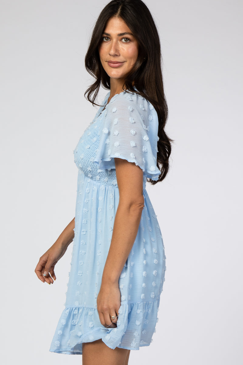 Light Blue Swiss Dot Smocked Dress – PinkBlush
