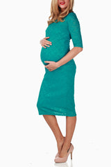 Aqua Lace Maternity Dress