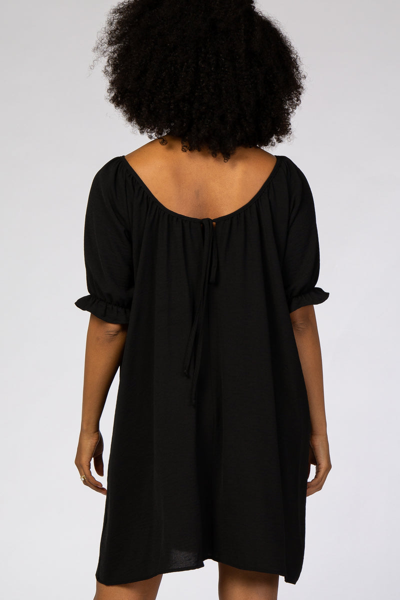 Black Short Ruffle Sleeve Dress– PinkBlush