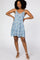 Blue Tropical Floral Print Front Button Dress