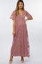 Mauve Lace Mesh Overlay Maternity Maxi Dress