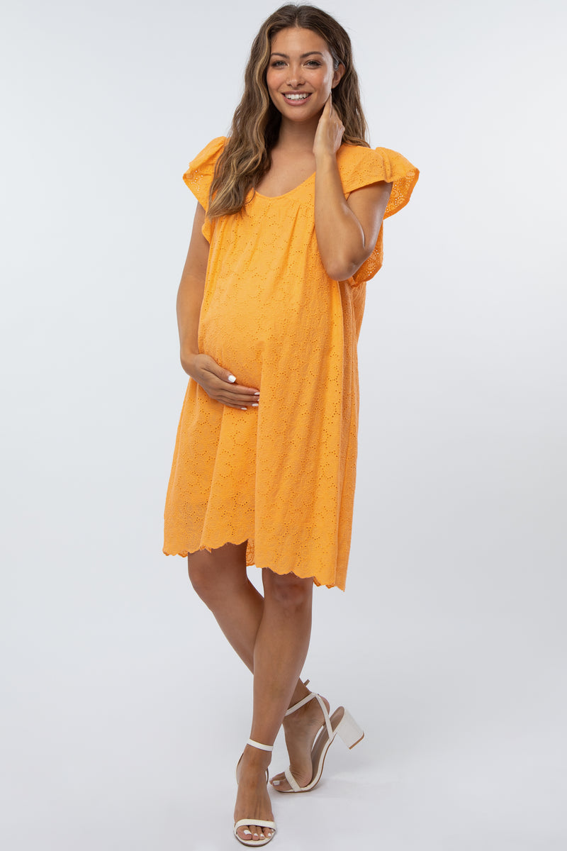 Orange Eyelet Maternity Dress PinkBlush