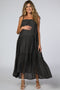 Charcoal Tie Strap Ruffle Maternity Maxi Dress