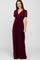 Burgundy Chiffon Short Sleeve Maxi Dress