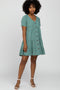 Light Olive Linen Tiered Button FrontDress