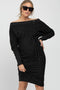 Black Brushed Knit Off Shoulder Maternity Dress