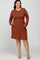 Rust Ribbed Long Sleeve Plus Dress