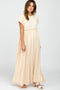 Beige Short Sleeve Babydoll Maxi Dress