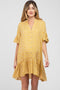 Yellow Floral Ruffle Hi- Lo Hem Maternity Mini Dress