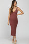 Mauve Ribbed Sleeveless Knit Maternity Midi Dress