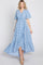 Light Blue Floral Wrap Midi Dress