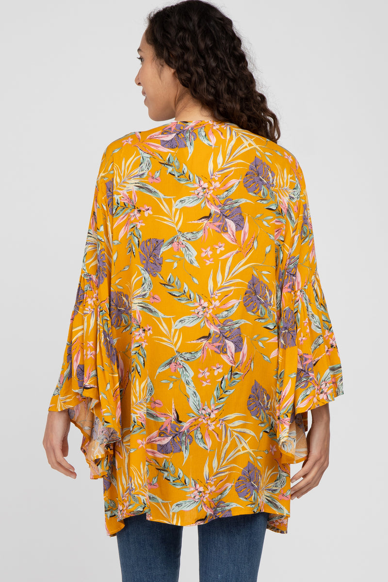 Floral Slit Half Sleeve Cover-Up