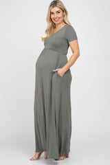 Olive Basic Maternity Maxi Dress