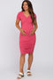 Dark Pink Crossover Maternity/Nursing Fitted Dress