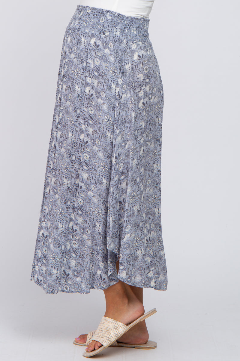 Babyhug Single Jersey Knit Mid Thigh Length Skirt Floral Print - Navy Blue