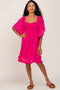 Fuchsia Smocked Short Sleeve Dress