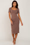 Mocha Fitted Midi Dress