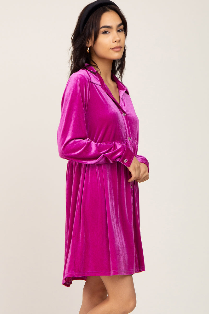 Magenta Velvet Dress Buy Wardrobe By Westside Dark Purple Overlapped Detail  Velvet
