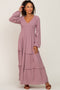 Mauve Smocked Tiered Midi Dress