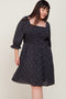 Black Floral Square Neck Plus Dress