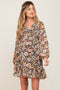 Black Floral Chiffon Smocked Ruffle Hem Maternity Dress