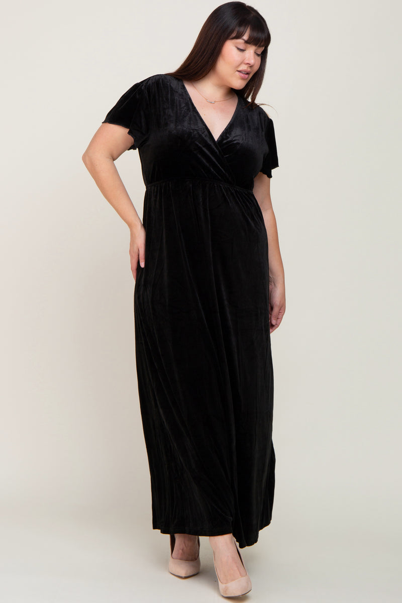 Black Velvet Plus Wrap Maxi Dress PinkBlush