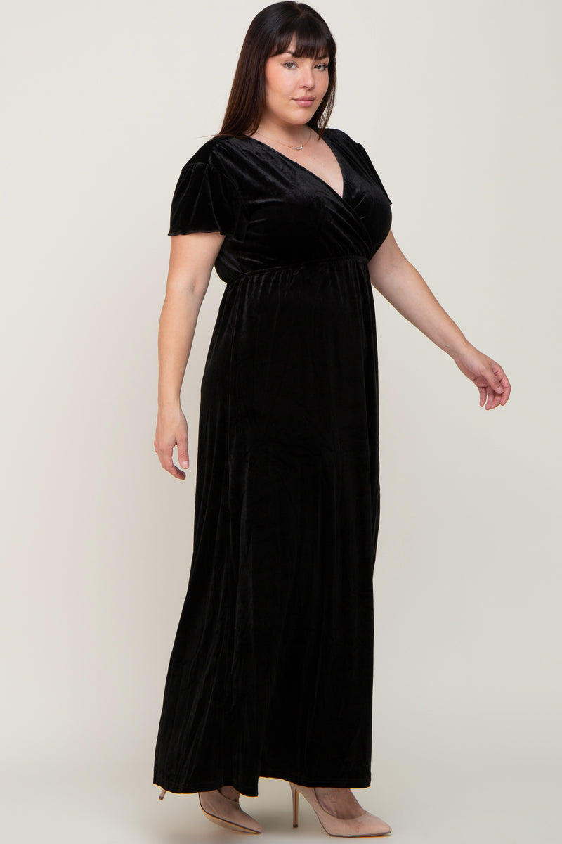 Black Velvet Plus Wrap Maxi Dress PinkBlush