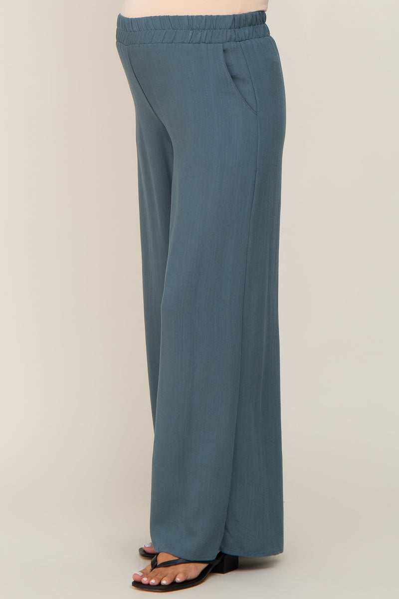 Blue Wide Leg Maternity Pants PinkBlush