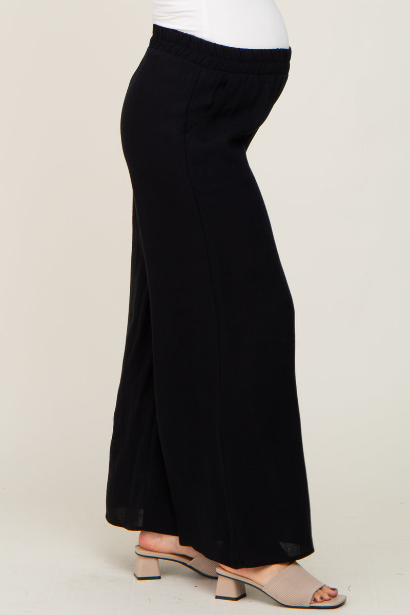 Black Wide Leg Maternity Pants PinkBlush