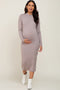 Taupe Mock Neck Maternity Long Sleeve Dress