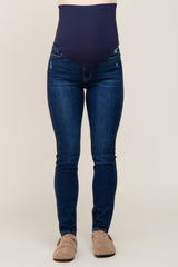 Navy Blue Basic Maternity Skinny Jeans