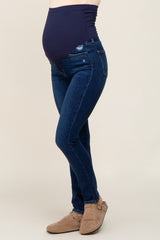 Navy Blue Basic Maternity Skinny Jeans