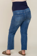 Blue Distressed Crop Maternity Plus Jeans