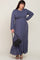 Blue Long Sleeve Tiered Plus Maxi Dress
