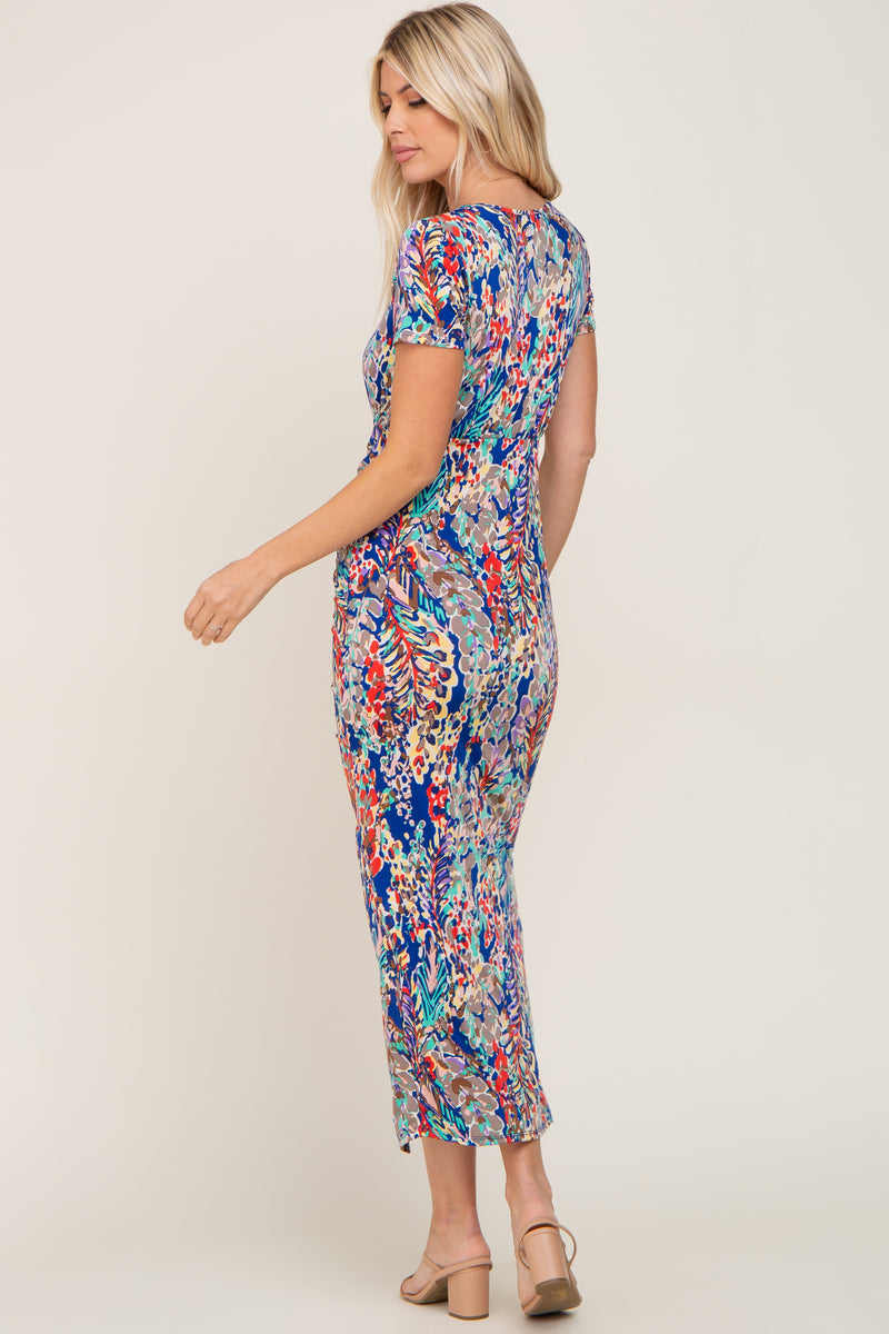 Off-The-Shoulder Beaded Appliqued Maxi Dresses with Slit Royal Blue main image 0