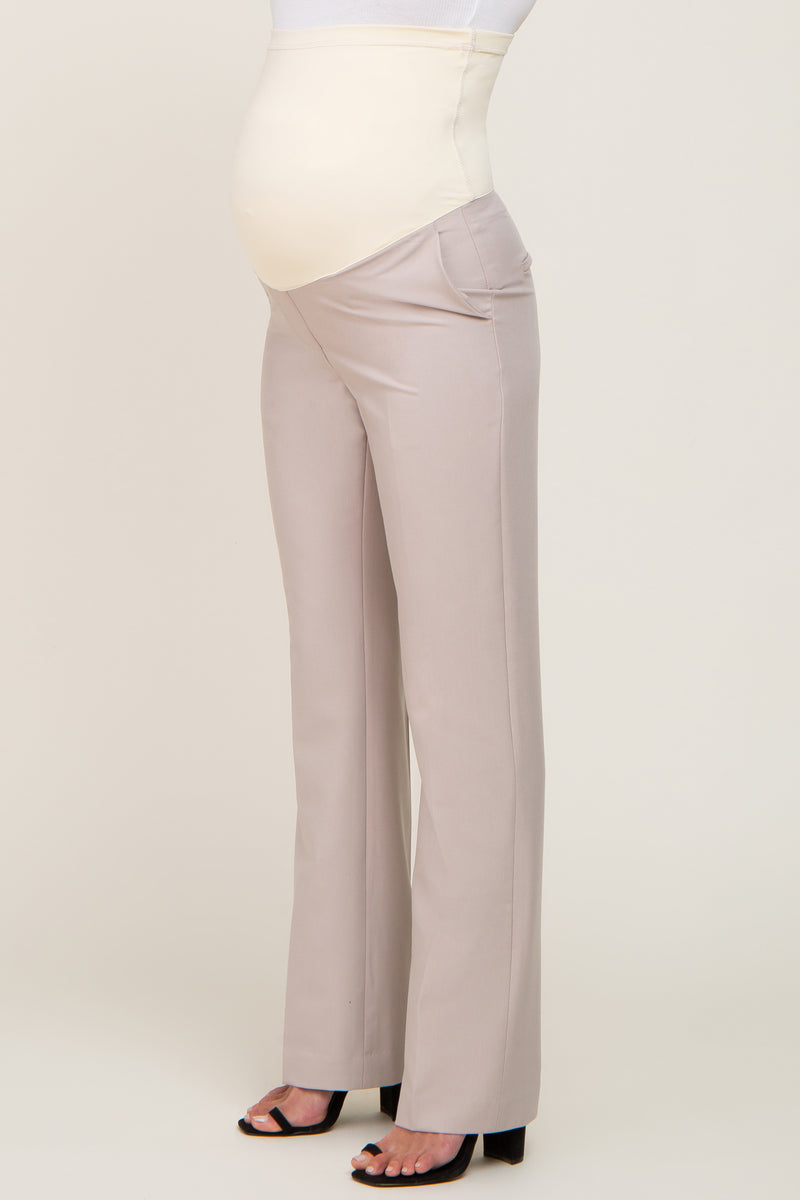 Cotton Linen Maternity Pants- Beige