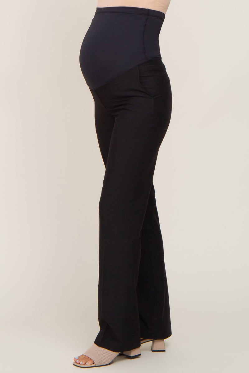Black Wide Leg Maternity Dress Pants PinkBlush