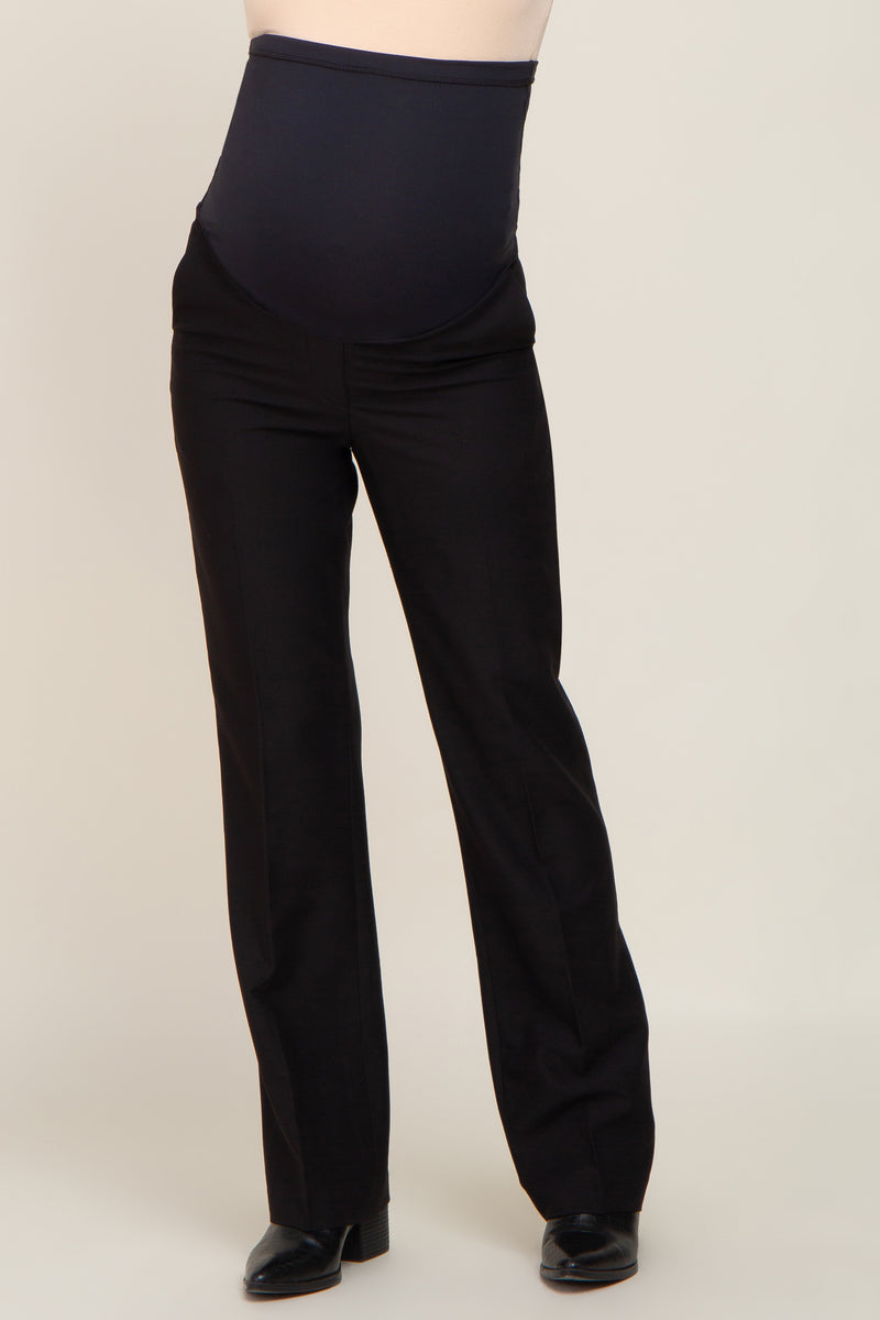 Black Wide Leg Maternity Dress Pants PinkBlush