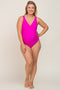 Fuchsia Ruched Plus Maternity One Piece Swimsuit